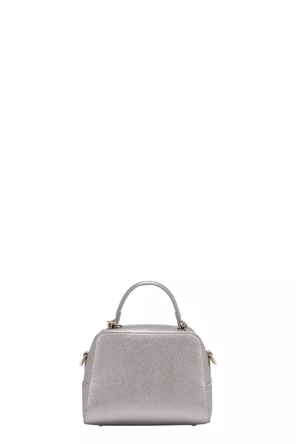 Silver handbag on a white background