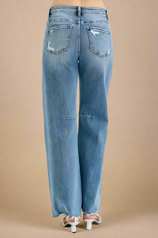 Blue jeans on a white background