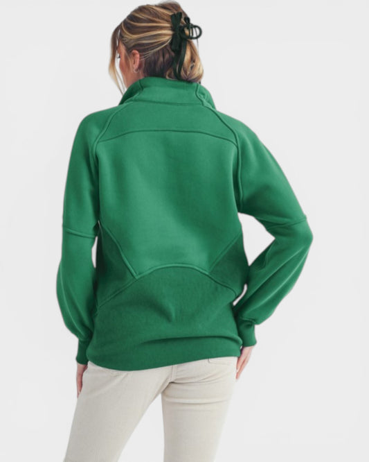 Emerald Green Half Zip Pullover Sweatshirt