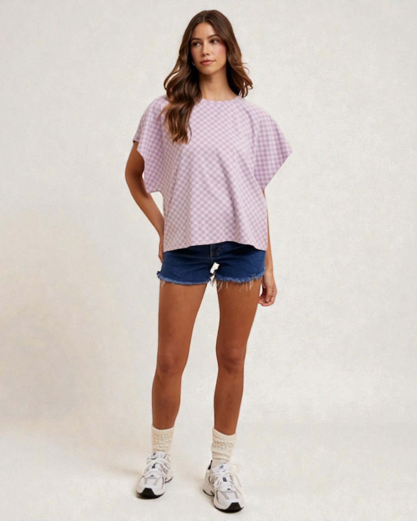 Lavender Checkerboard Short Sleeve Tee