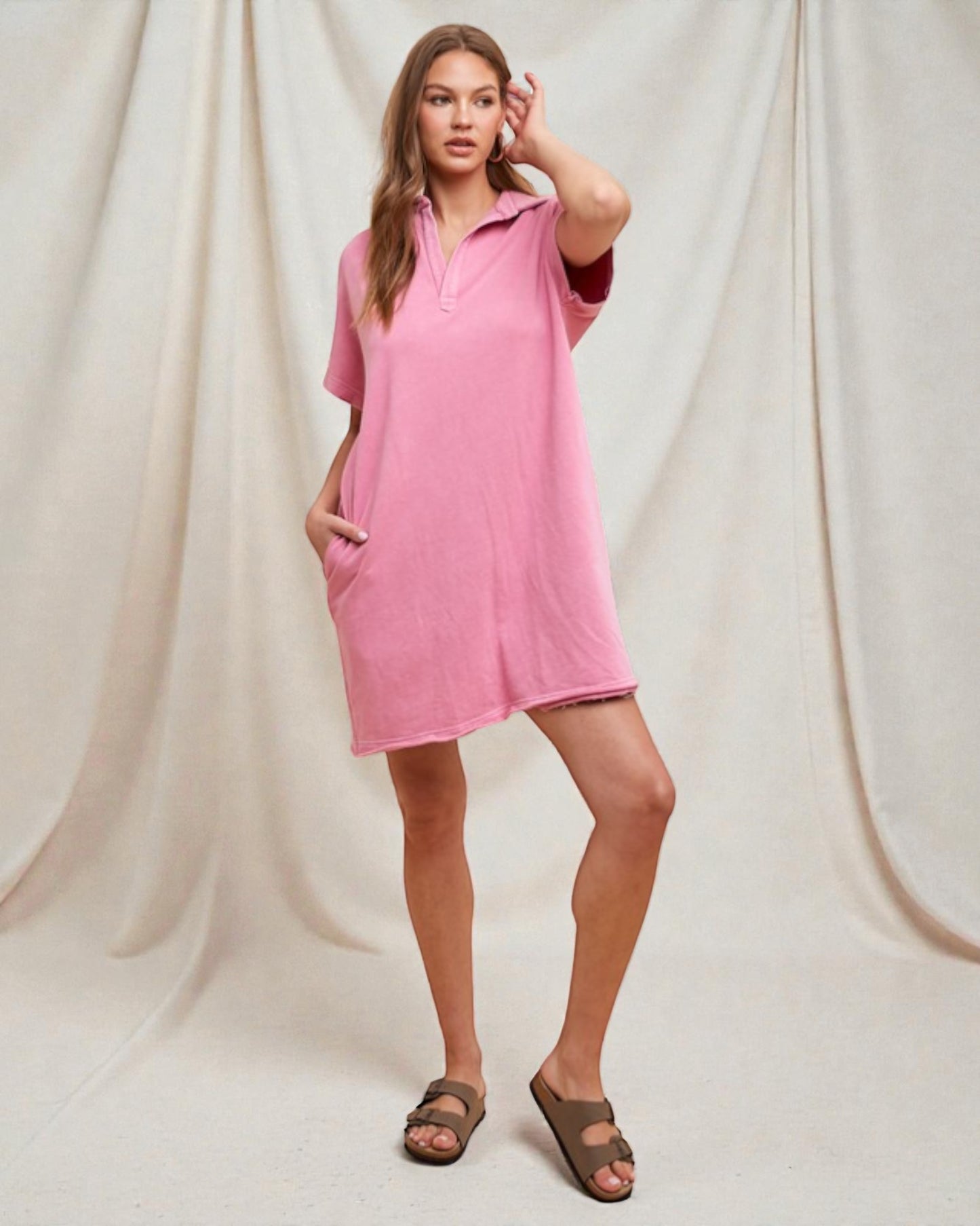 Blush Collared Pocket Mini Dress