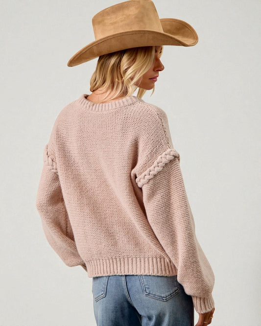 Blush Chunky Cable Knit Sweater