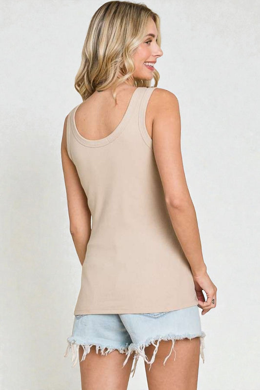 Sand Ribbed Scoop Neck Tank