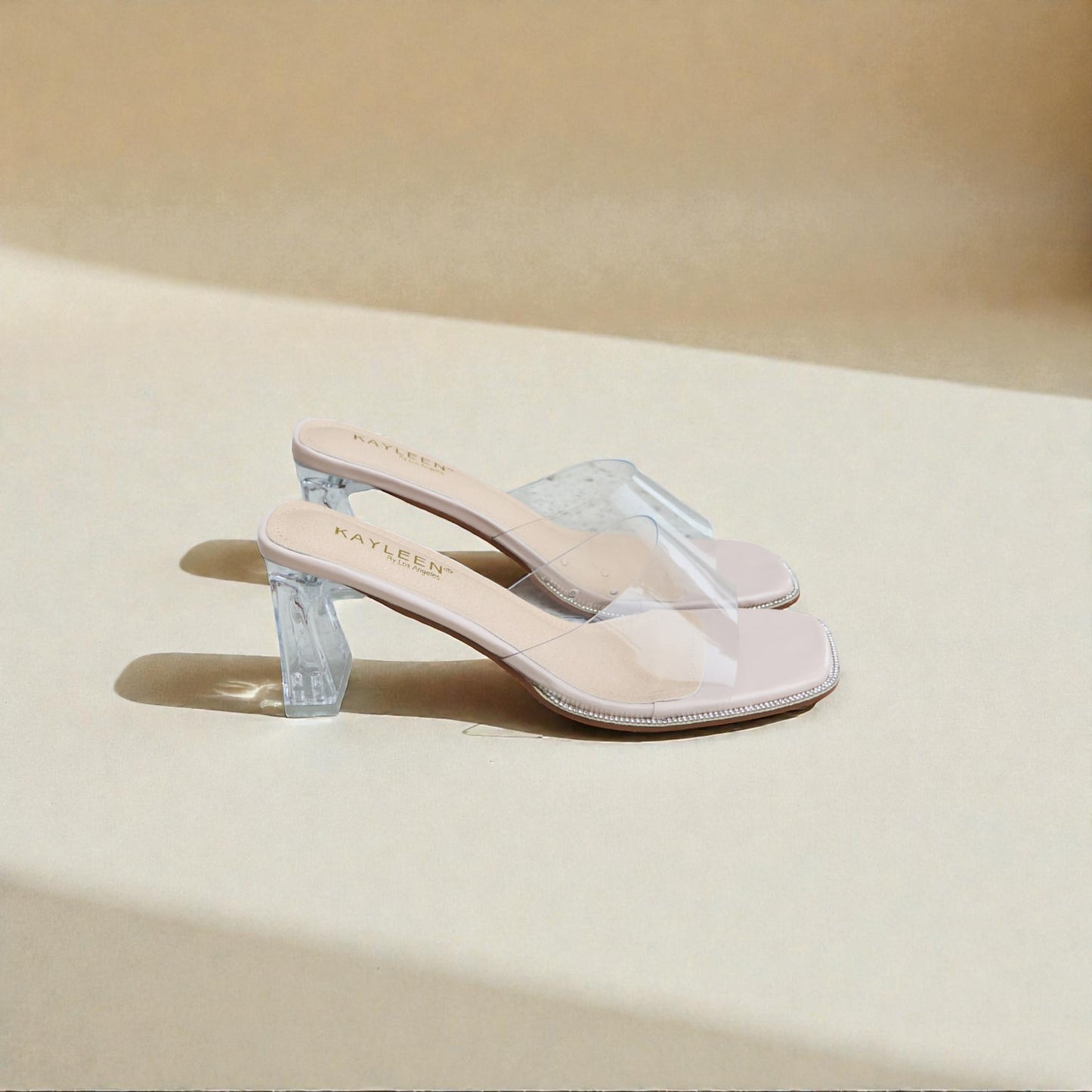 Clear Strap Block Heel Mules