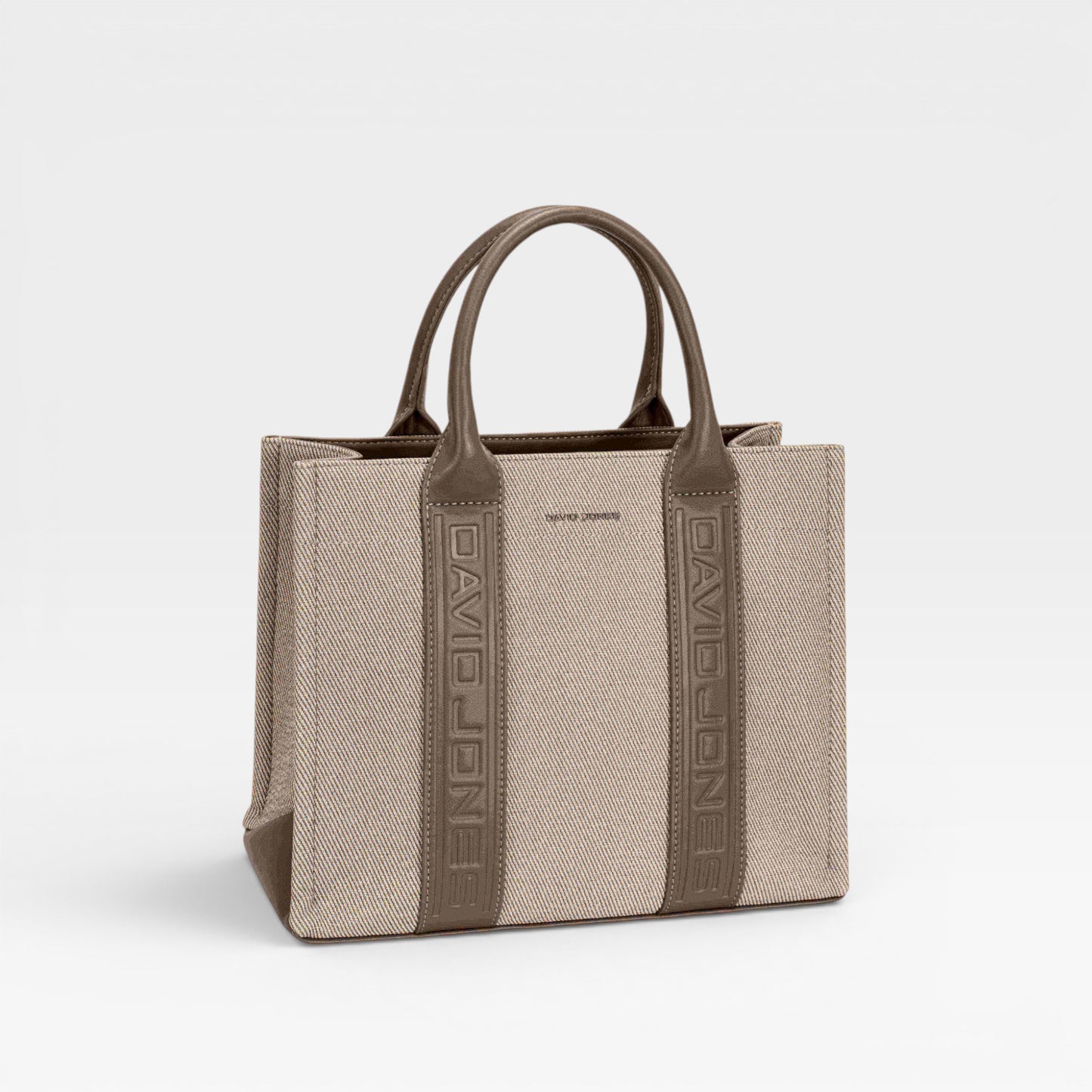 Canvas & Vegan Leather Structured Tote Bag