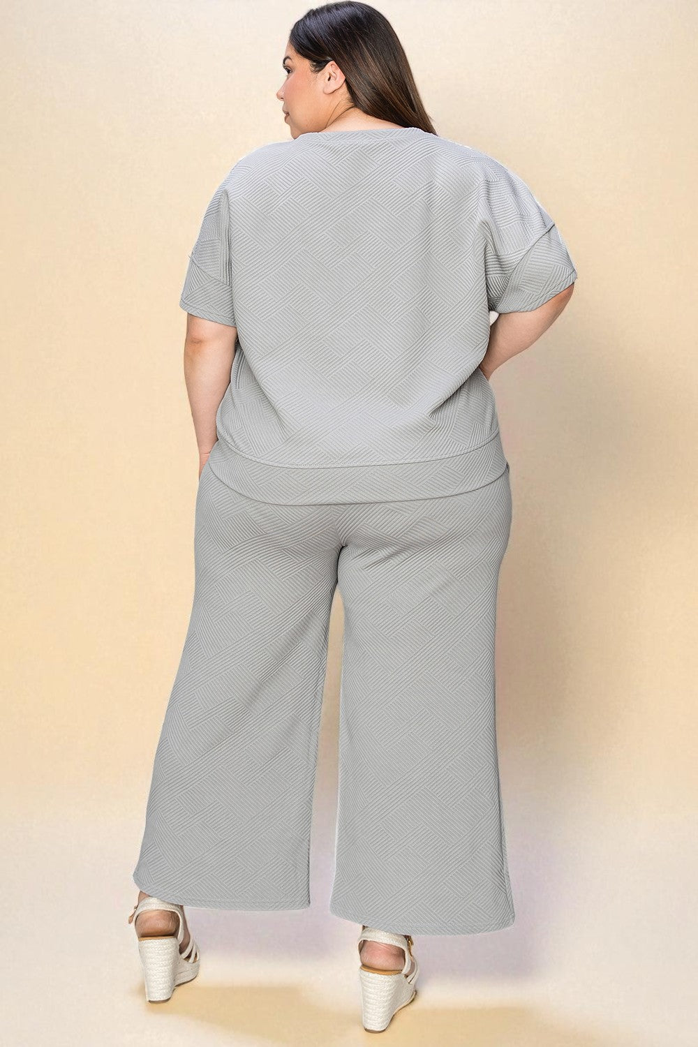 Ensemble haut et pantalon texturé à manches courtes
