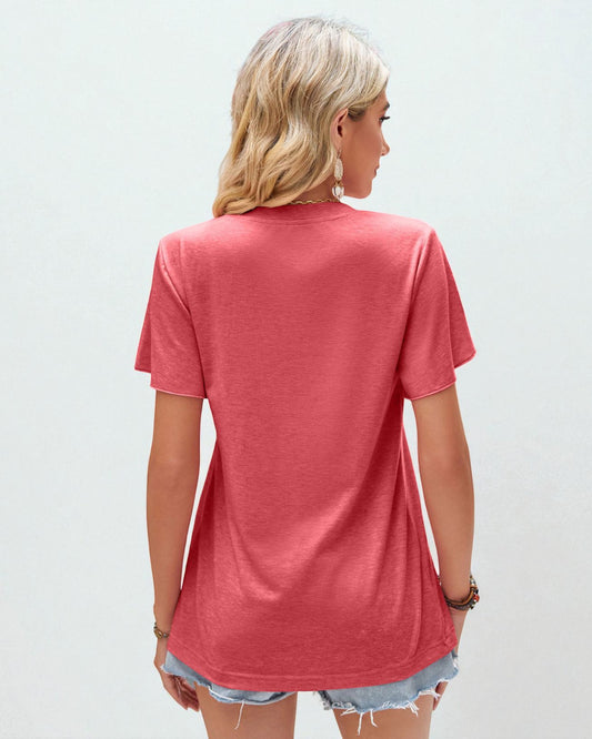 Gathered V-Neck Flutter Sleeve Top