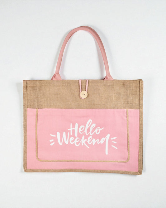 “Hello Weekend” Canvas Tote Bag