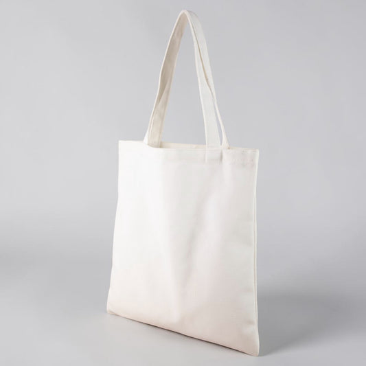 White tote bag on a gray background