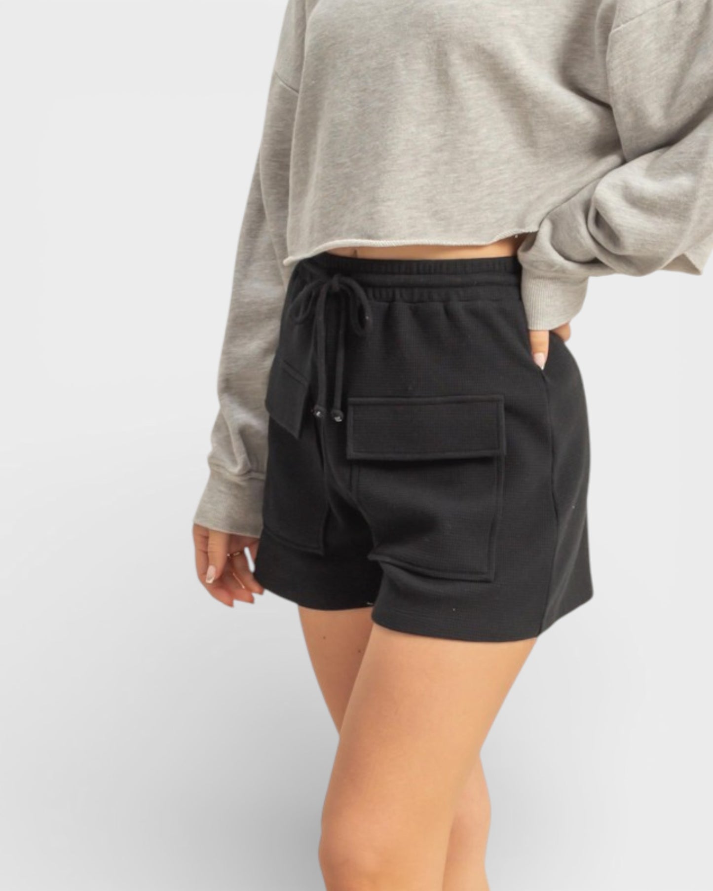 Black Crochet-Knit Shorts