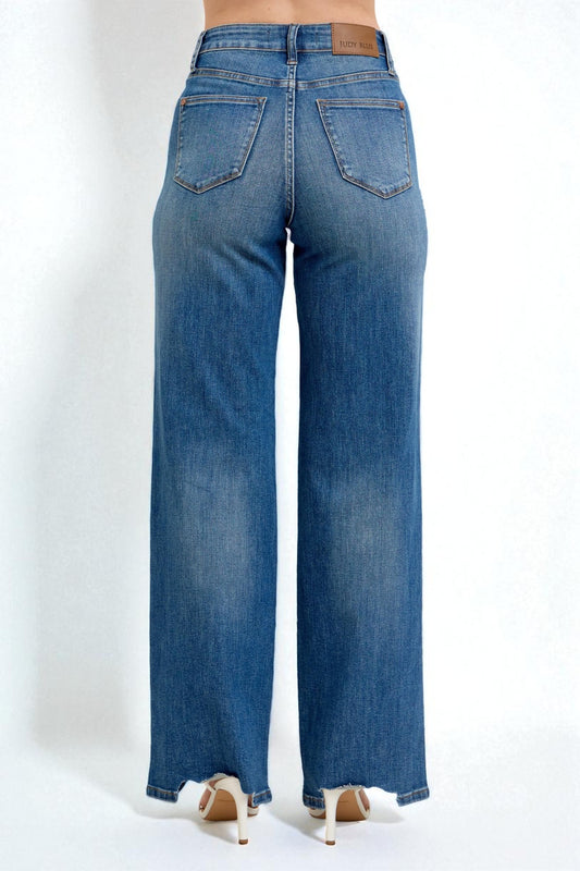 Blue jeans on a white background