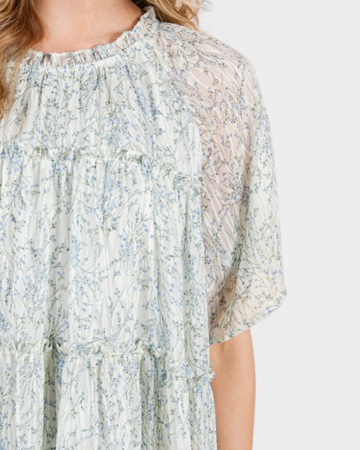 Floral patterned dress on a plain background