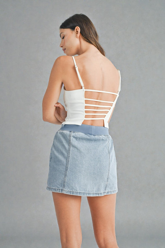 White Strappy Back Cami Top