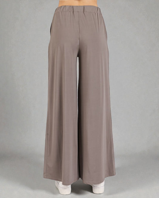 Taupe High-Waist Wide-Leg Lounge Pants