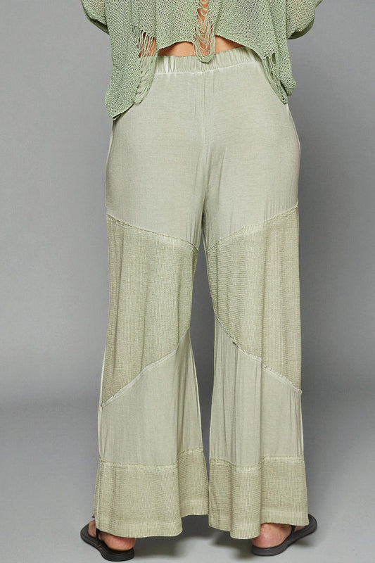 Sage Waffle Patch Drawstring Pants