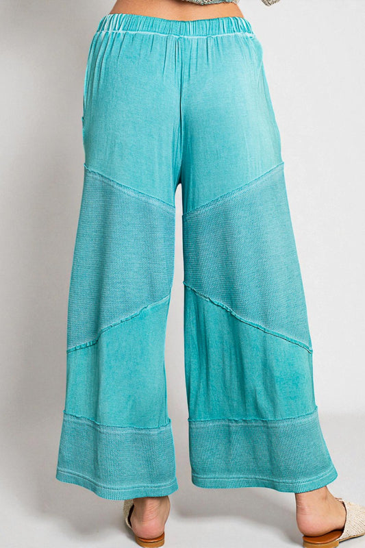 Aqua Waffle Patch Drawstring Pants
