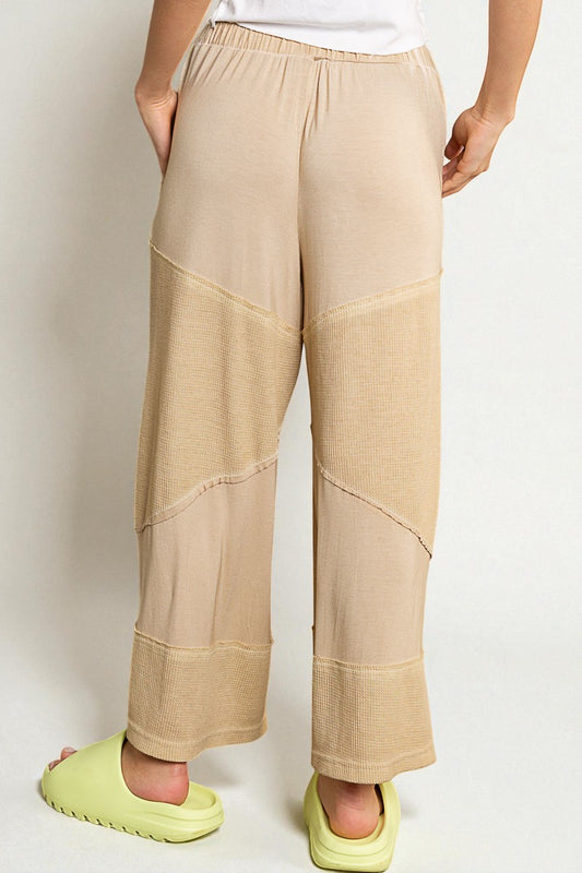 Sand Waffle Patch Drawstring Pants