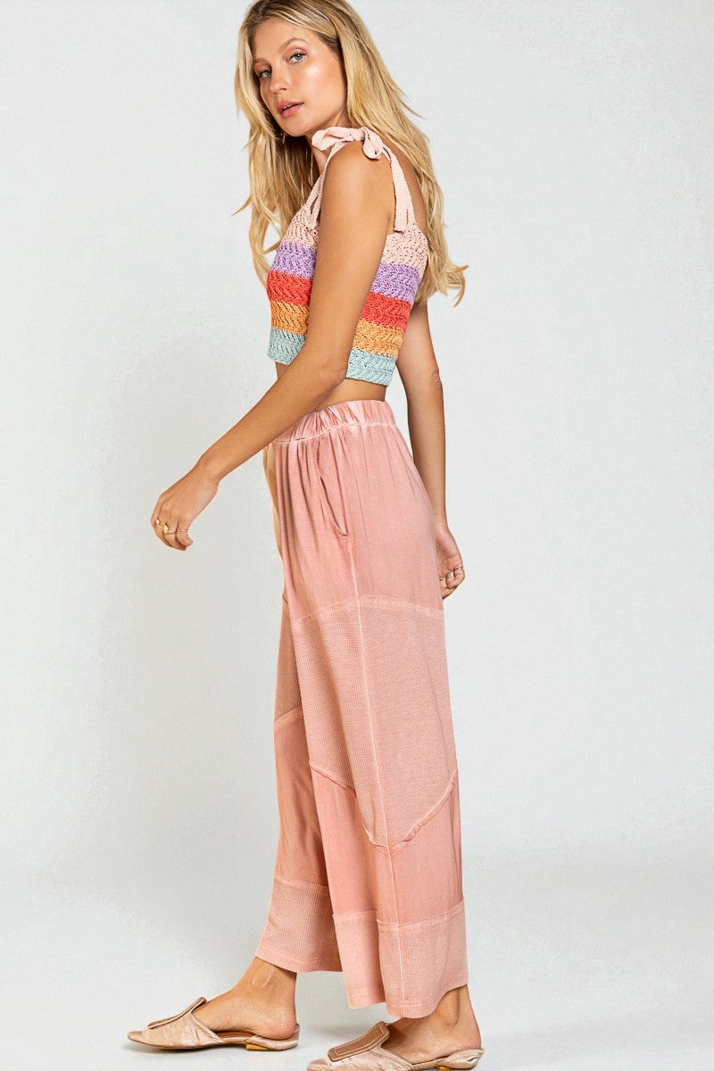 Rose Clay Waffle Patch Drawstring Pants