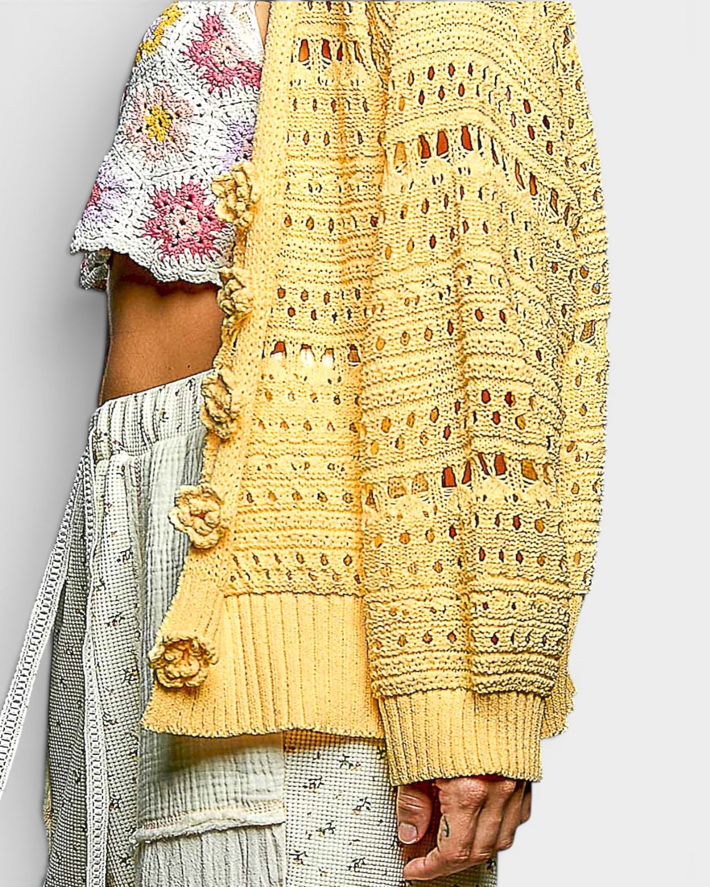 Yellow Open Knit Cardigan