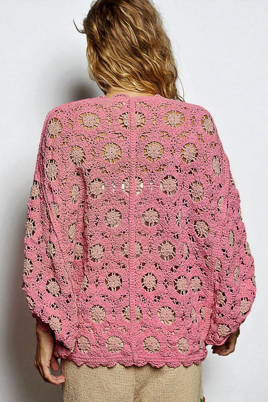 Rose Crochet Open Knit Kimono