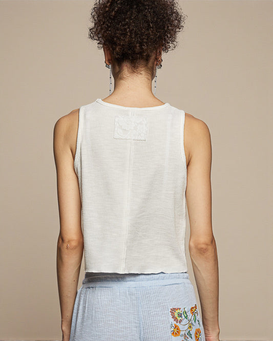 Ivory Patchwork Lace Tank