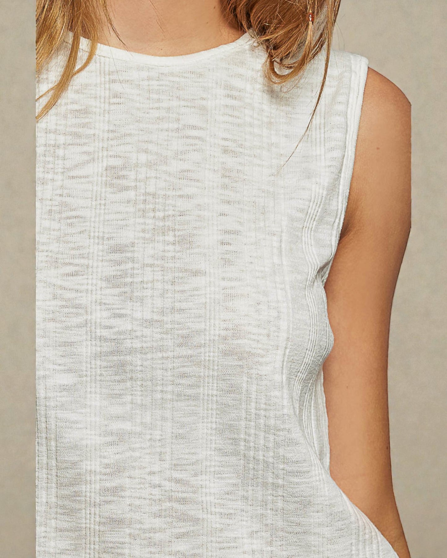 Ivory Sleeveless Cropped Knit Tank