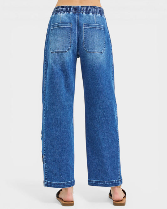 Blue jeans on a white background