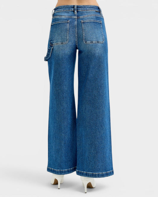 Dark Wash High Rise Utility Wide Leg Jeans