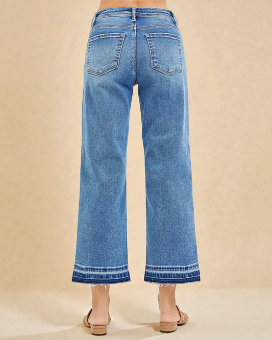 Medium Wash Cropped Wide Leg Jeans