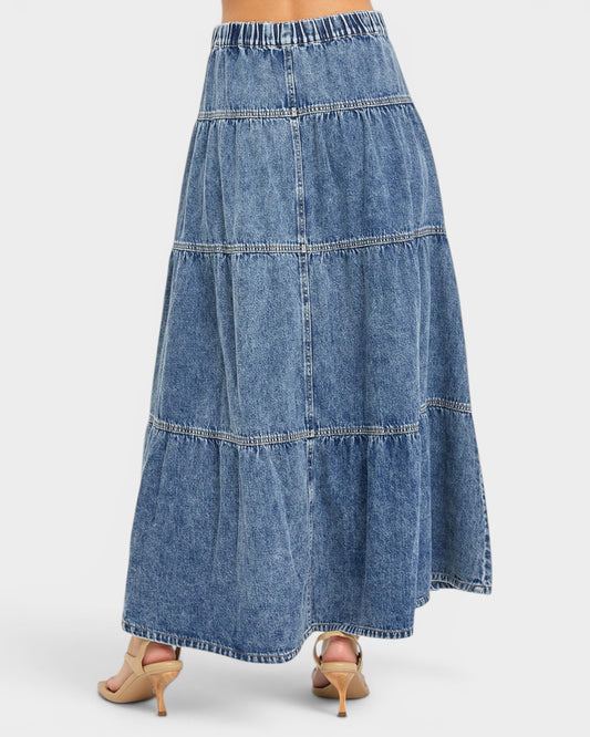 Denim skirt on a white background