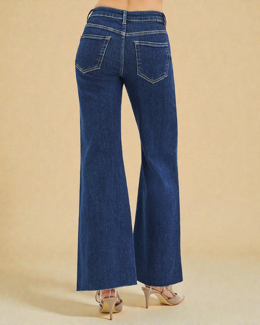Dark Wash Wide Flare Leg Jeans