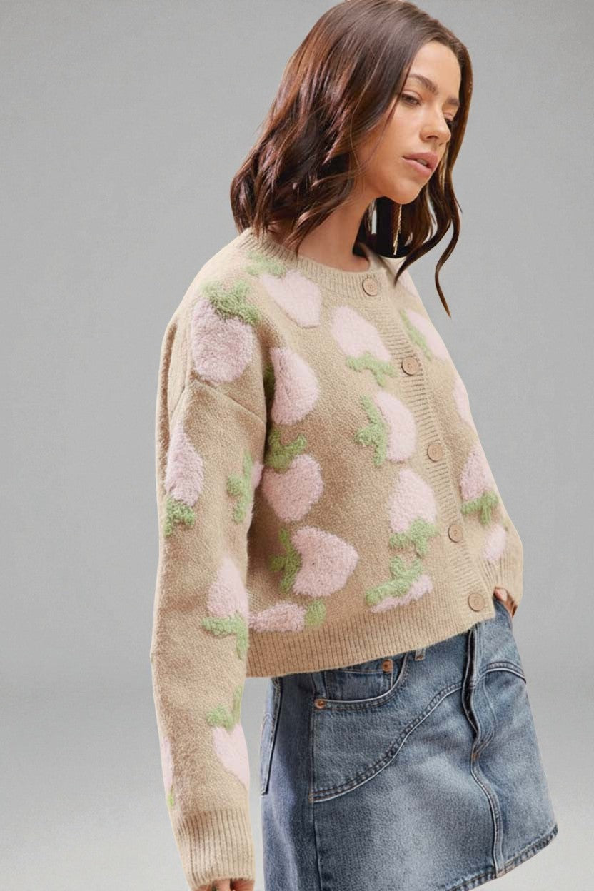 Blush Strawberry Knit Cardigan