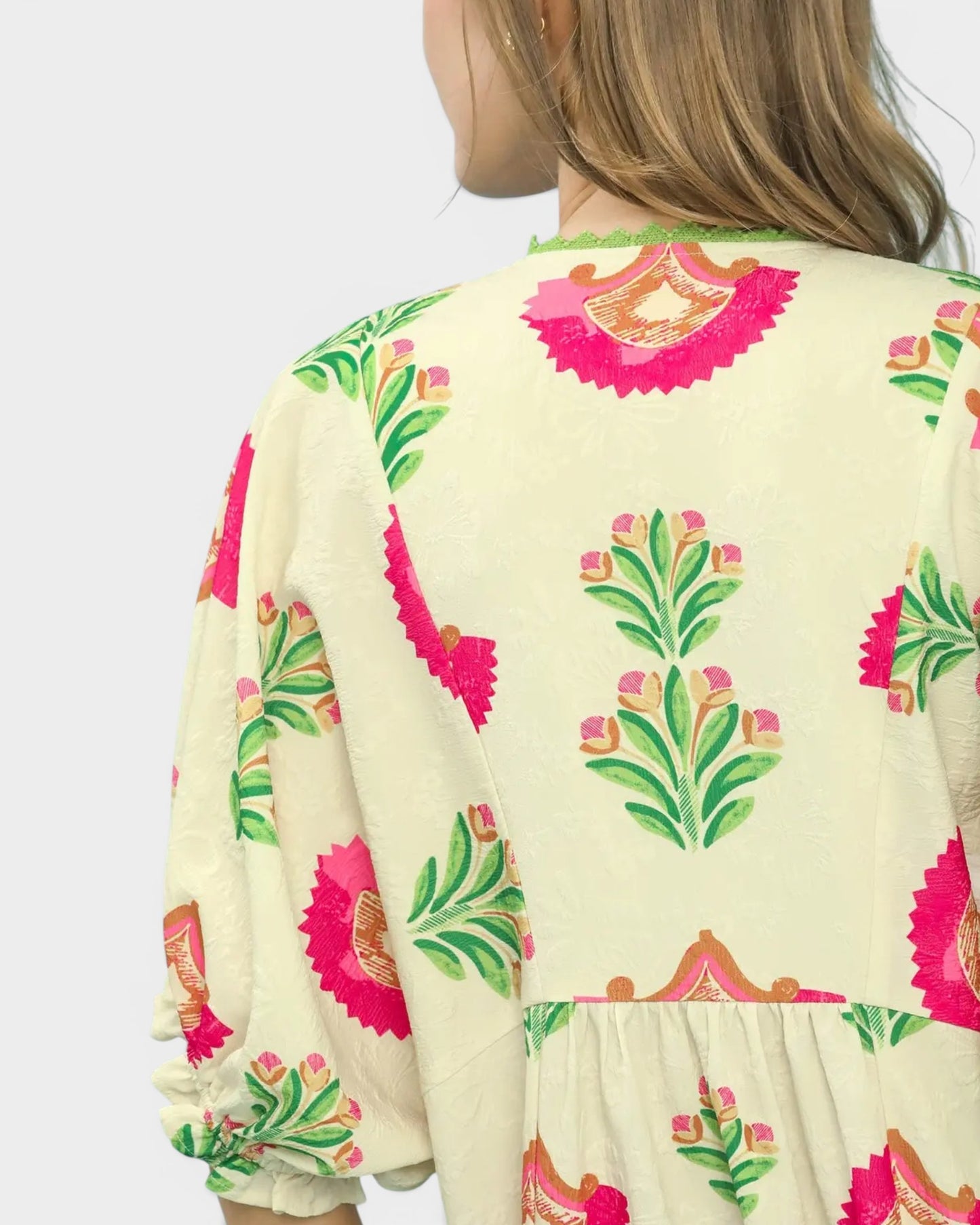 Ivory Botanical Print Midi Dress