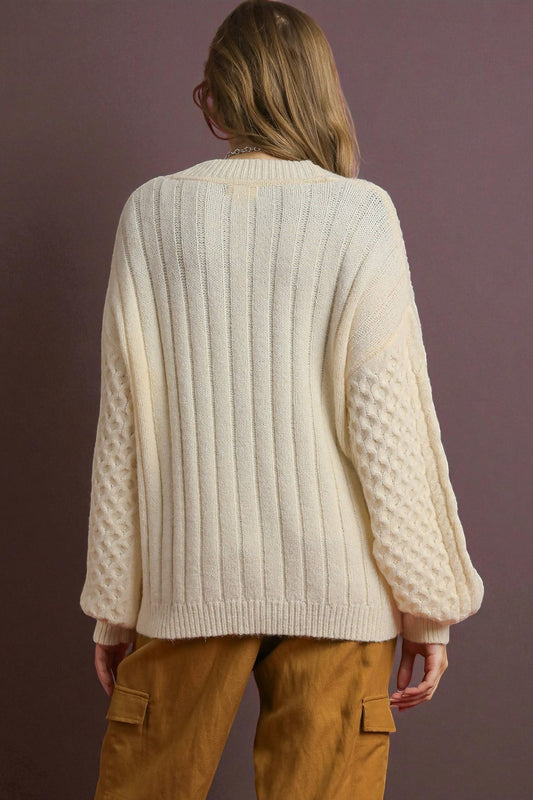 Cream Cable Knit Cardigan