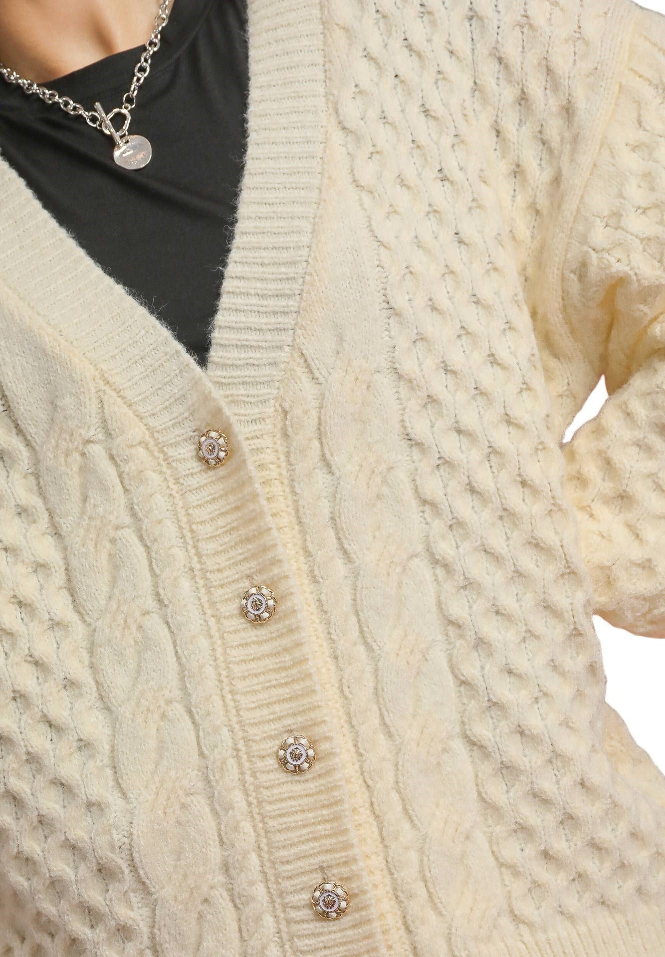 Cream Cable Knit Cardigan