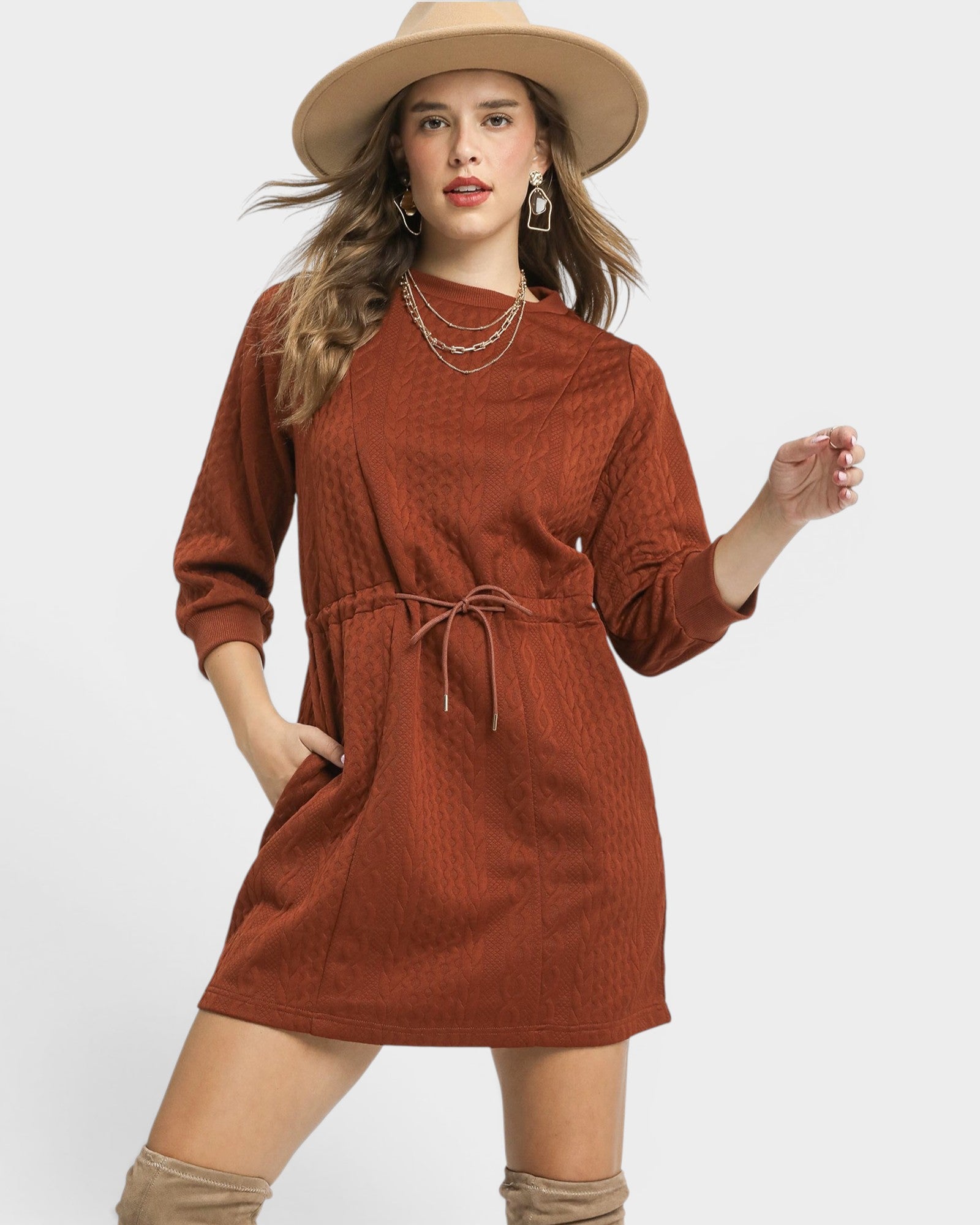 UMGEE Rust Quilted Mini Dress Rust / XS