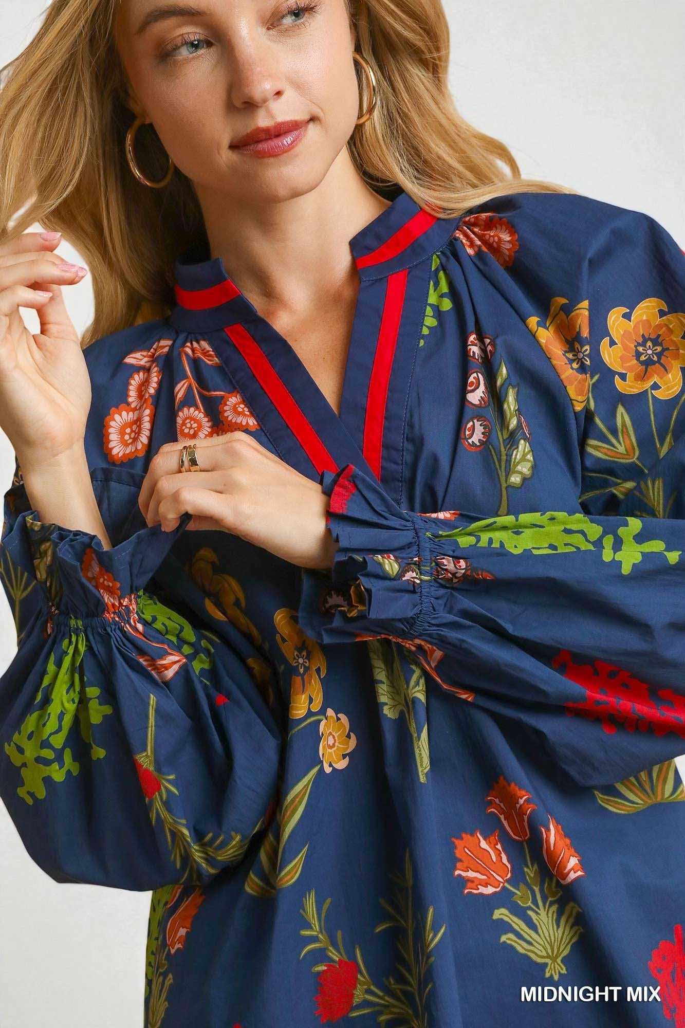 Navy Multi Floral Blouse