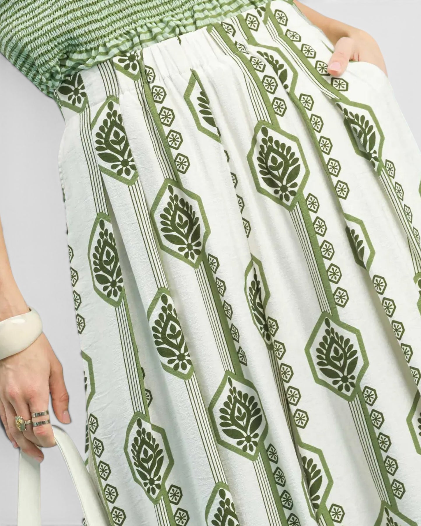 Ivory & Sage Geometric Wide Leg Pants