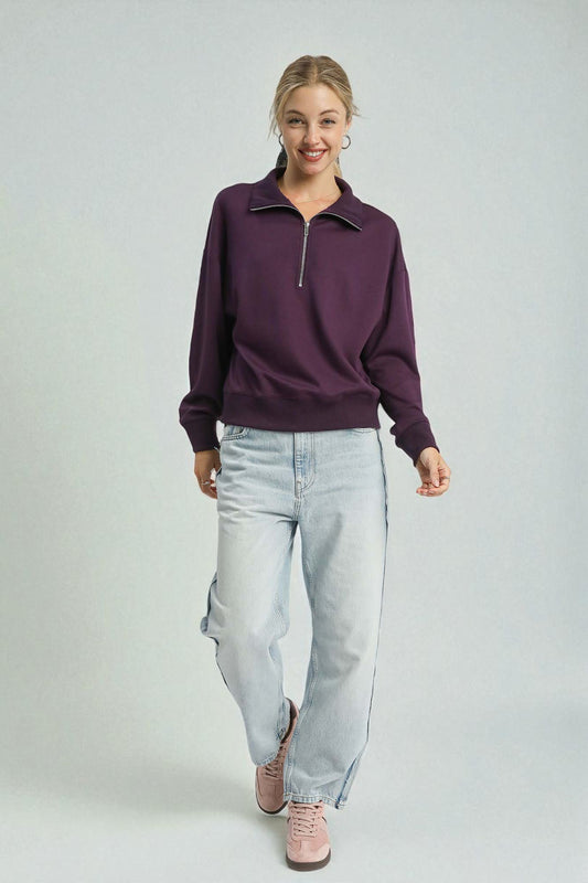 Deep Plum Half Zip Pullover