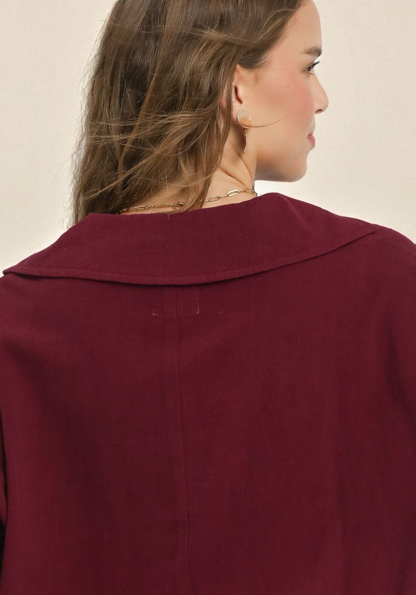 Burgundy Wine Textured Collared Top