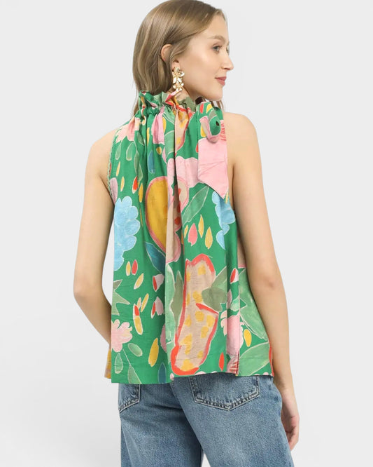 Green Floral Halter Top