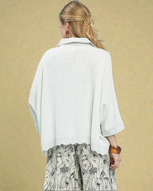 Ivory & Sage Pinstripe Button-Up Top