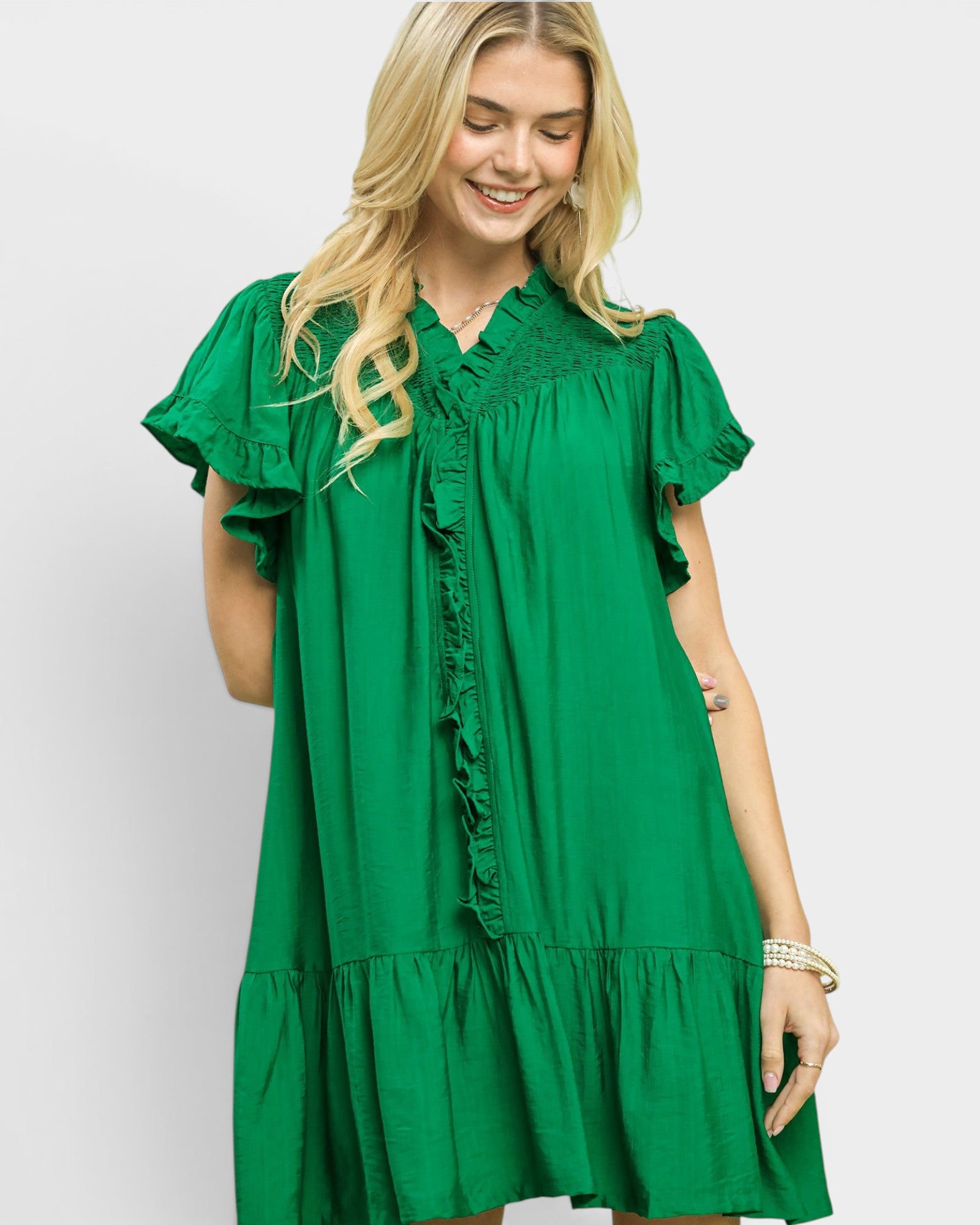 UMGEE Kelly Green Ruffle Sleeve Mini Dress Beach Rose Co. UMGEE Kelly Green Ruffle Sleeve Mini Dress Beach Rose Co.
