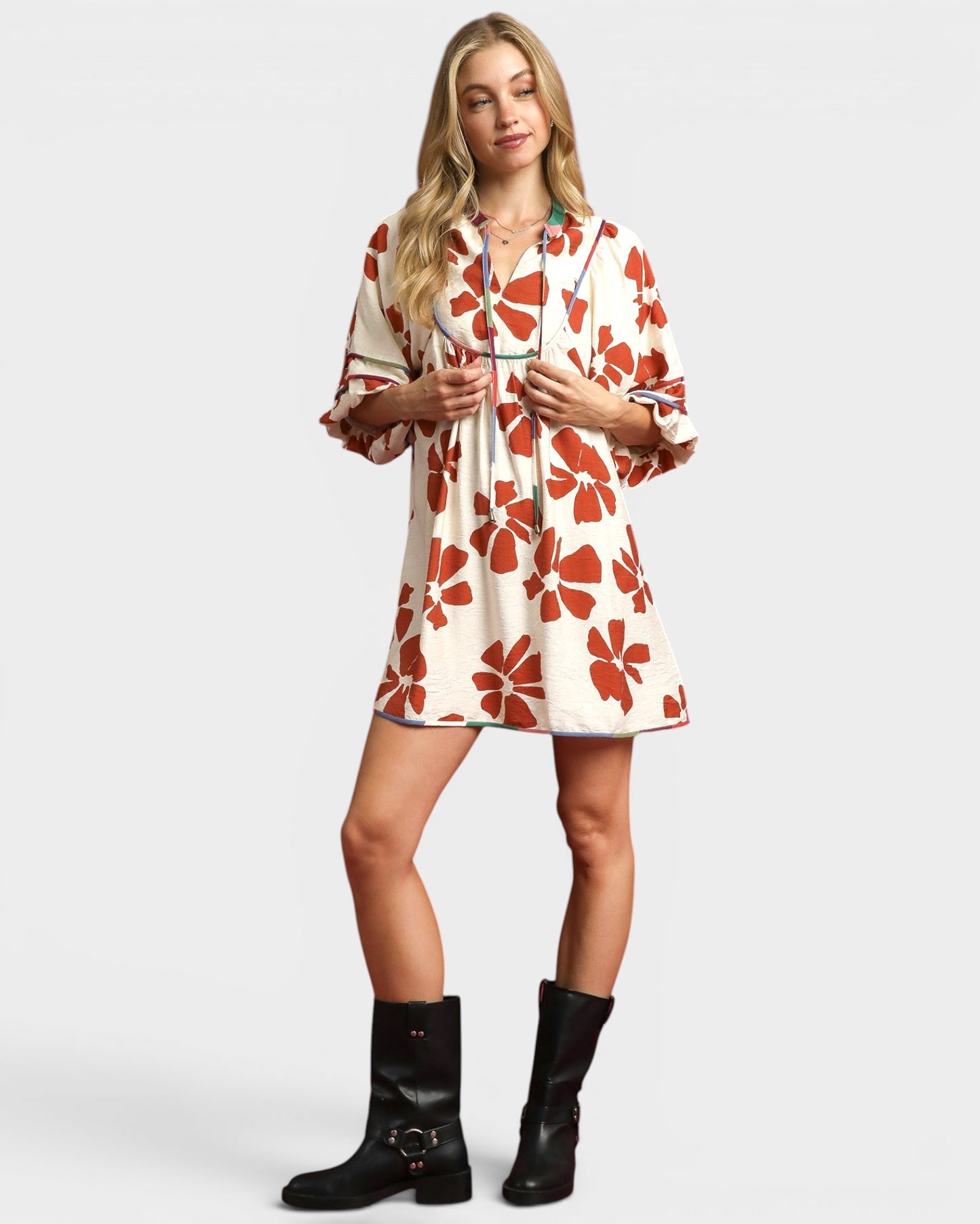 Rust Floral Mini Dress