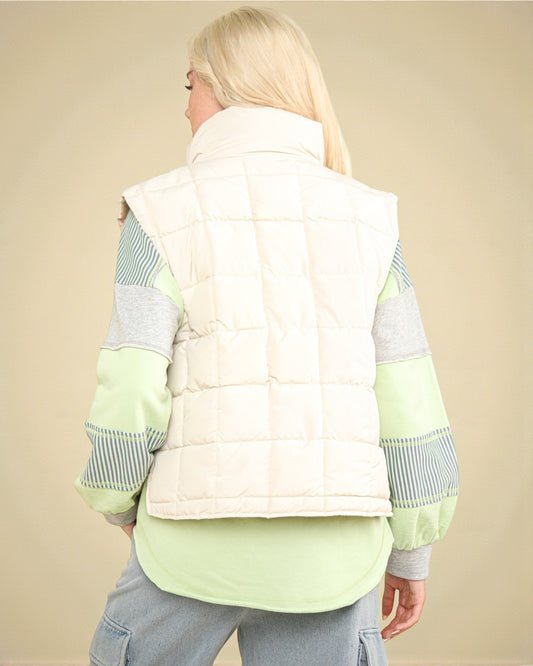 Cream Quilted Puffer Vest