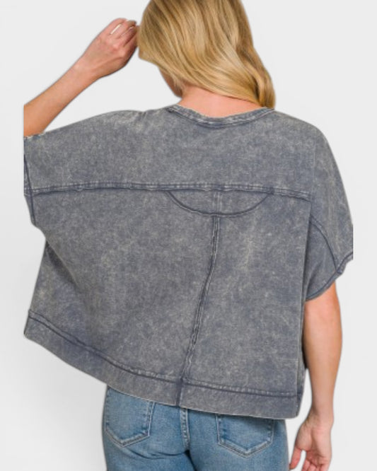 Charcoal Mineral Wash Pocket Tee