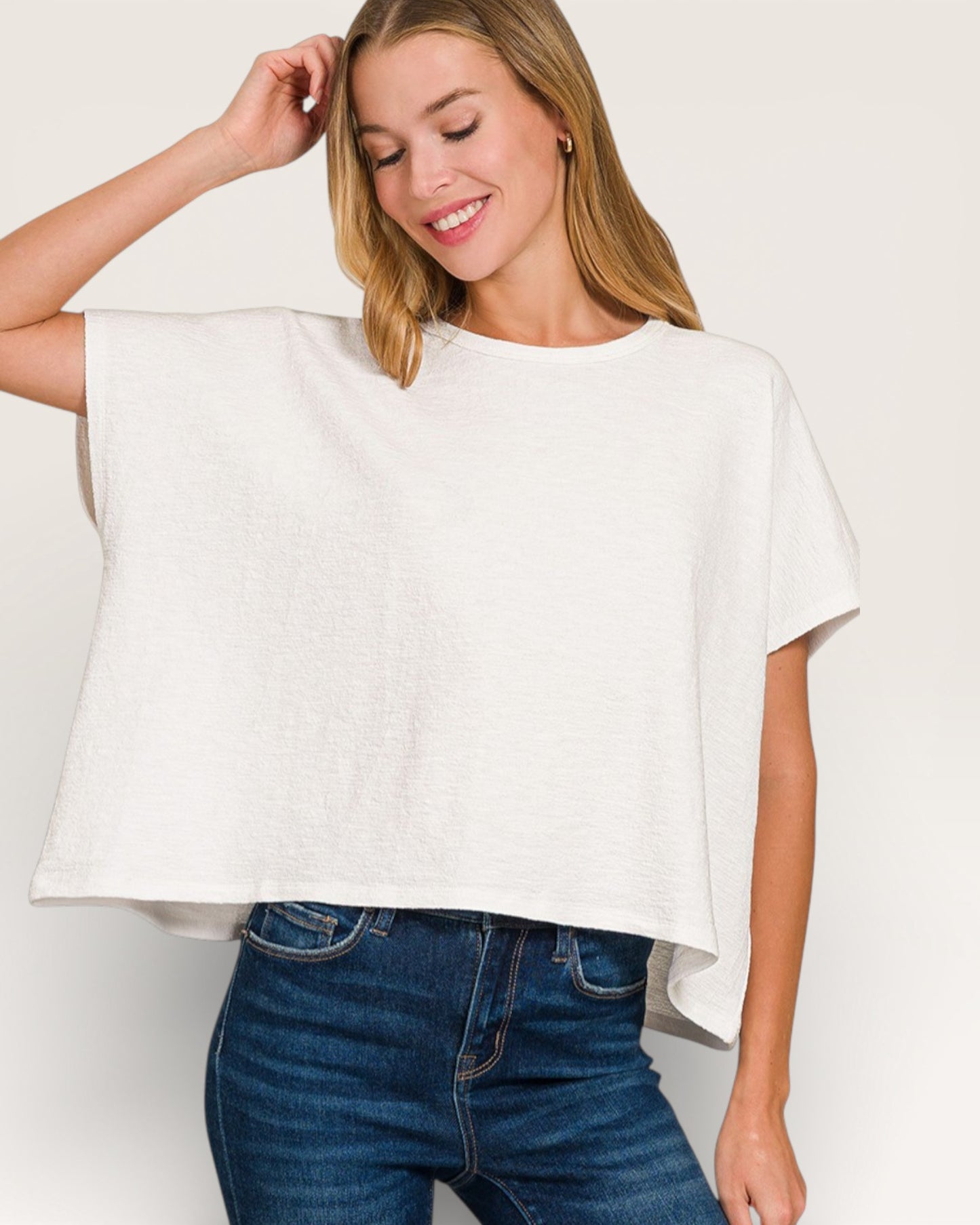 White Boxy Knit Tee