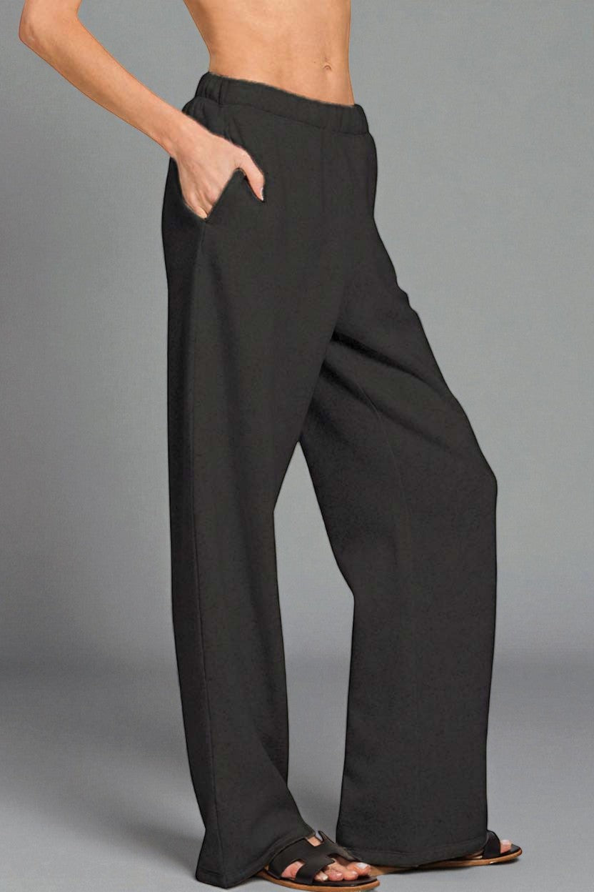 Black Fleece Wide Leg Pants