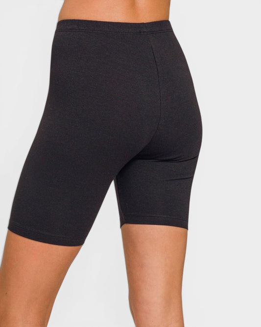Black Cotton Stretch Bike Shorts