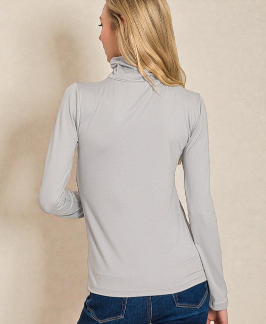 Light Gray Long Sleeve Turtleneck Top